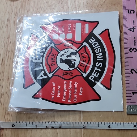 Fire Department Pet Alert Stickers Set of 2 Red Black New - Picture 3 of 6